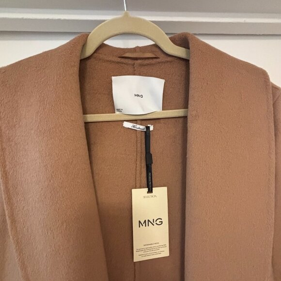 Iconic Mango 76% Wool Handmade Belted Coat Old Money - Picture 13 of 15